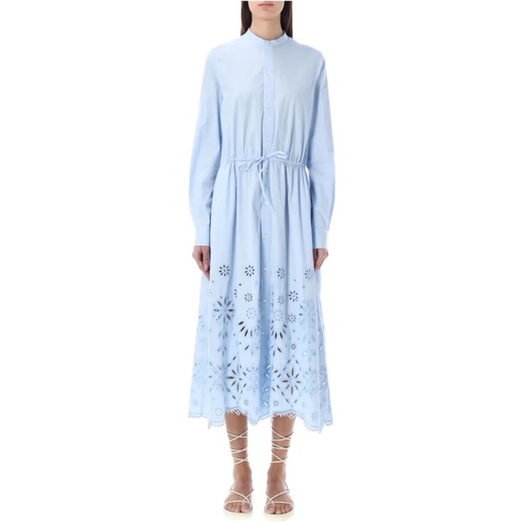 NWT Polo Ralph Lauren Blue Eyelet Embroidered Cotton Shirt Dress Size 14 Coastal - Picture 3 of 16